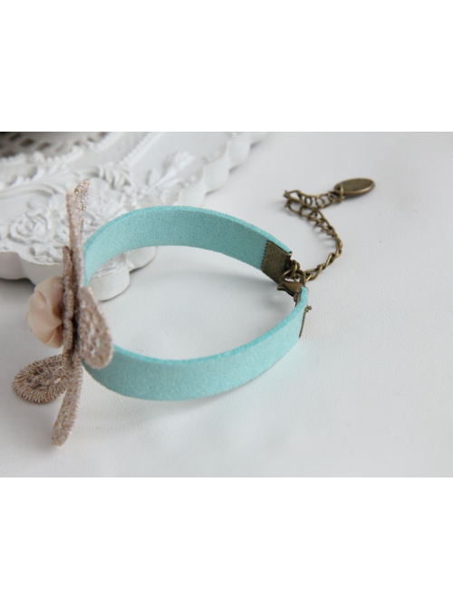 Fashion Leisure Golden Flowers Lace Roses Retro Female Blue Bracelet