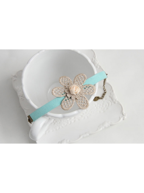 Fashion Leisure Golden Flowers Lace Roses Retro Female Blue Bracelet