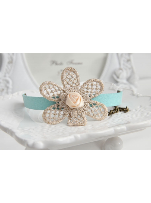 Fashion Leisure Golden Flowers Lace Roses Retro Female Blue Bracelet