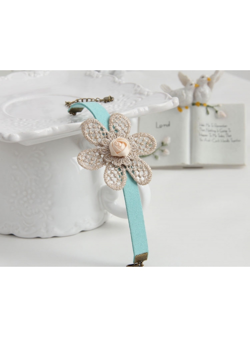 Fashion Leisure Golden Flowers Lace Roses Retro Female Blue Bracelet
