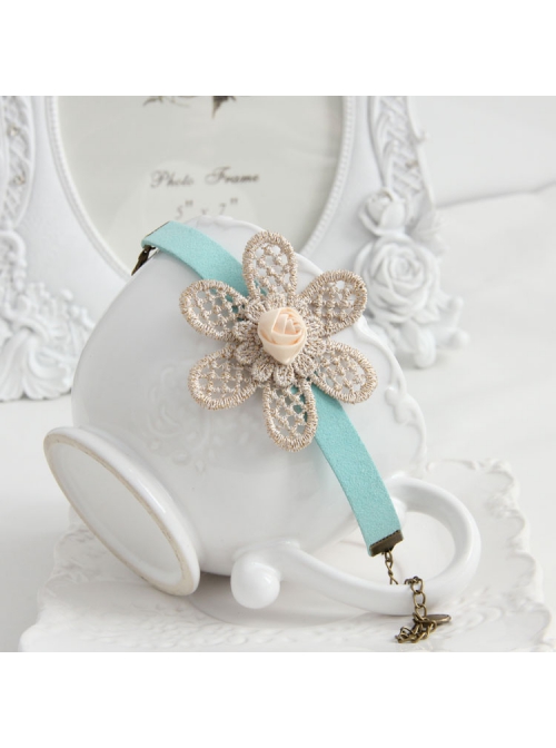 Fashion Leisure Golden Flowers Lace Roses Retro Female Blue Bracelet