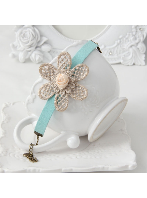 Fashion Leisure Golden Flowers Lace Roses Retro Female Blue Bracelet