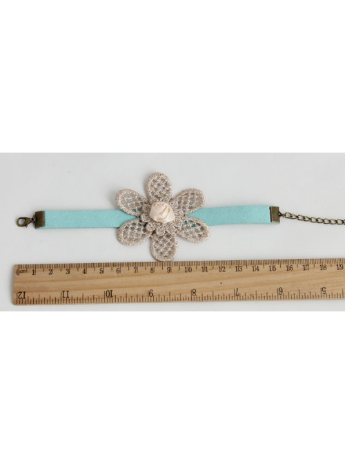 Fashion Leisure Golden Flowers Lace Roses Retro Female Blue Bracelet