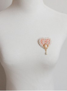Retro Fashion Golden Lace Flower Pink Love Pearl Female Small Brooch