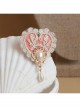 Retro Fashion Golden Lace Flower Pink Love Pearl Female Small Brooch