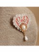 Retro Fashion Golden Lace Flower Pink Love Pearl Female Small Brooch