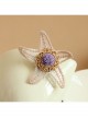 Retro Fashion Golden Lace Starfish Purple Flowers Palace Female Brooch