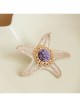 Retro Fashion Golden Lace Starfish Purple Flowers Palace Female Brooch
