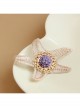 Retro Fashion Golden Lace Starfish Purple Flowers Palace Female Brooch