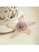 Retro Fashion Golden Lace Starfish Purple Flowers Palace Female Brooch