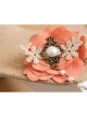 Palace Fashion Pink Flower Pearl Golden Lace Retro Female Bracelet With Ring One Chain