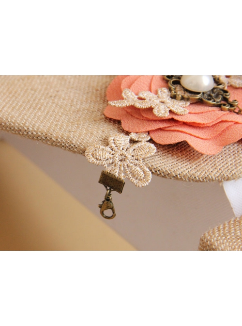 Palace Fashion Pink Flower Pearl Golden Lace Retro Female Bracelet With Ring One Chain