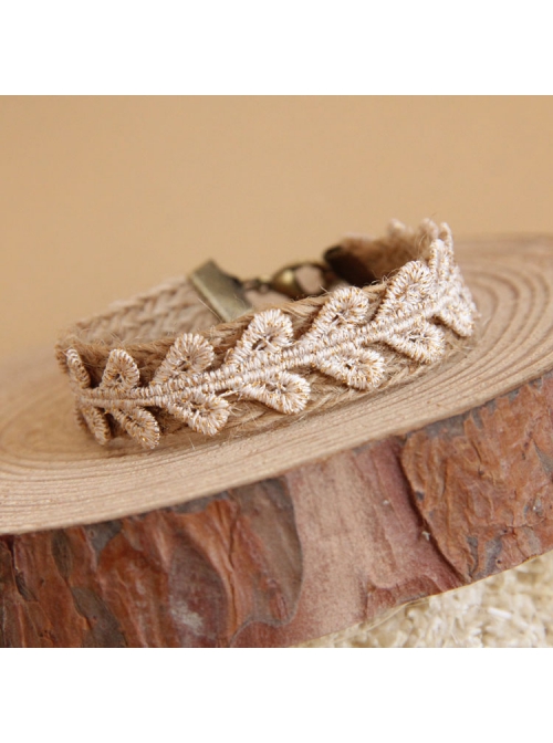 Fashion Simple Golden Lace Love Heart Hemp Rope Retro Handmade Female Bracelet