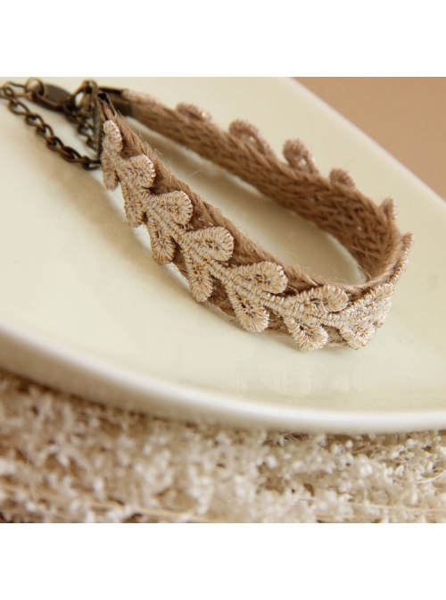 Fashion Simple Golden Lace Love Heart Hemp Rope Retro Handmade Female Bracelet