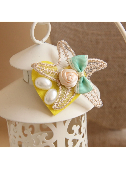 Handmade Retro Fashion Golden Lace Starfish Pearl Pink Rose Flower Green Bow Female Brooch