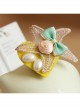 Handmade Retro Fashion Golden Lace Starfish Pearl Pink Rose Flower Green Bow Female Brooch