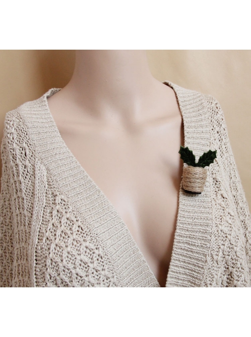Creative Handmade Cute Retro Fashion Christmas Green Plants Leaves Female Brooch
