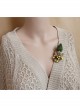 Handmade Cute Christmas Retro Fashion Female Green Plants Leaves Stamen Small Brooch