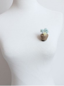 Handmade Personality Blue Stamen Yellow Rose Flower Christmas Female Retro Fashion Cute Small Brooch