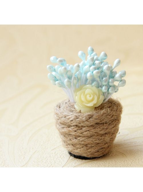 Handmade Personality Blue Stamen Yellow Rose Flower Christmas Female Retro Fashion Cute Small Brooch