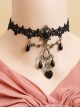 Bride Bridesmaid Handmade Retro Fashion Gothic Black Lace Flower Love Drop Diamond Female Choker