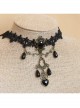 Bride Bridesmaid Handmade Retro Fashion Gothic Black Lace Flower Love Drop Diamond Female Choker