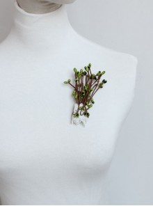 Retro Simple Green Tree White Lace Handmade Fashion Female Small Brooch