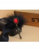 Fashion Retro Gothic Black Cross Fox Fur Ruby Velvet Rope All-Match Female Short Necklace