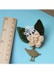Retro Fashion Casual Bird Flower White Lace Green Leaf Female Small Brooch