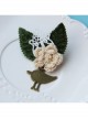 Retro Fashion Casual Bird Flower White Lace Green Leaf Female Small Brooch