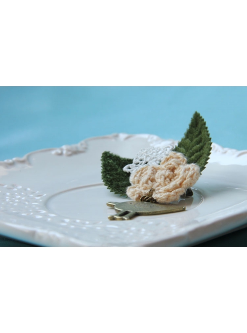 Retro Fashion Casual Bird Flower White Lace Green Leaf Female Small Brooch