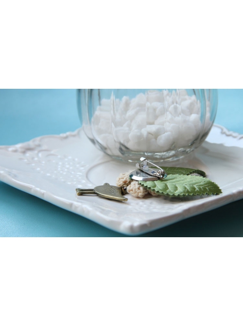Retro Fashion Casual Bird Flower White Lace Green Leaf Female Small Brooch