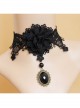 Prom Fashion Gothic Retro Black Lace Flowers Gems Female Choker