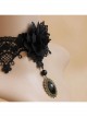 Prom Fashion Gothic Retro Black Lace Flowers Gems Female Choker