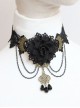 Prom Retro Gothic Black Lace Flower Tassel Tear Rhinestone Fashion Female Choker