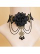 Prom Retro Gothic Black Lace Flower Tassel Tear Rhinestone Fashion Female Choker