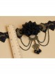 Prom Retro Gothic Black Lace Flower Tassel Tear Rhinestone Fashion Female Choker