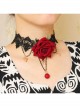Fashion Retro Exaggerated Black Fox Fur White Lace Pearl Tassel Flower Female Choker