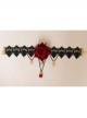 Fashion Retro Exaggerated Black Fox Fur White Lace Pearl Tassel Flower Female Choker