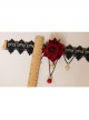 Fashion Retro Exaggerated Black Fox Fur White Lace Pearl Tassel Flower Female Choker