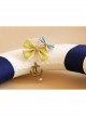 Navy Style Anchor Retro Fashion Yellow Pink Bow Pearl Female Fabric Brooch