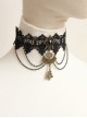 Fashion Retro Gothic Christmas Tree Black Lace Gems Tassel Female Choker