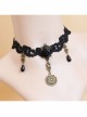 Fashion Retro Gothic Black Rose Flower Lace Drop Diamond Female Choker