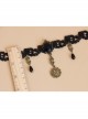 Fashion Retro Gothic Black Rose Flower Lace Drop Diamond Female Choker