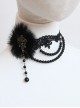 Prom Party Fashion Retro Gothic Black Lace Fox Fur Pearl Female Choker