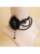 Prom Party Fashion Retro Gothic Black Lace Fox Fur Pearl Female Choker