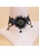 Retro Gothic Fox Fur Luxury Black Fashion Lace Flower Pearl Female Choker