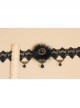 Retro Gothic Fox Fur Luxury Black Fashion Lace Flower Pearl Female Choker
