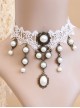 Bride Fashion Baroque Retro Individuality White Pearl Lace Female Choker