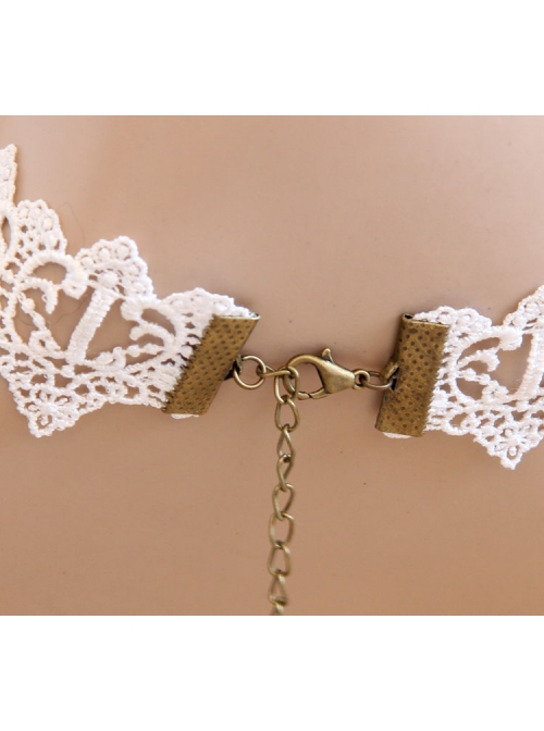 Bride Fashion Baroque Retro Individuality White Pearl Lace Female Choker
